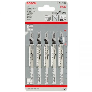 Bosch T 101 D - Set panze fierastrau pendular tija cu un prag de prindere (T) 100 mm lemn taiere dreapta fina 5 bucati