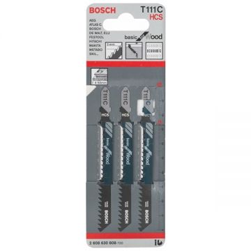 Bosch T 111 C - Set panze fierastrau pendular tija cu un prag de prindere (T) 100 mm lemn taiere dreapta grosiera 3 bucati