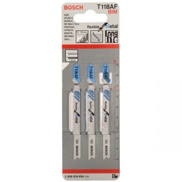 Bosch T 118 AF - Set panze fierastrau pendular tija cu un prag de prindere (T) 92 mm metal taiere dreapta fina 3 bucati