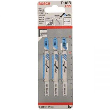 Bosch T 118 B - Set panze fierastrau pendular tija cu un prag de prindere (T) 92 mm metal taiere dreapta fina 3 bucati