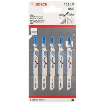 Bosch T 118 G - Set panze fierastrau pendular tija cu un prag de prindere (T) 92 mm metal taiere dreapta fina 5 bucati