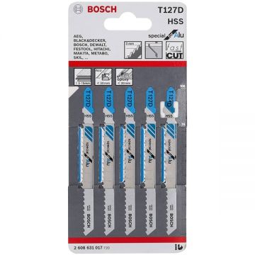 Bosch T 127 D - Set panze fierastrau pendular tija cu un prag de prindere (T) 100 mm aluminiu taiere dreapta fina 5 bucati