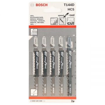 Bosch T 144 D - Set panze fierastrau pendular tija cu un prag de prindere (T) 100 mm lemn taiere dreapta grosiera 5 bucati