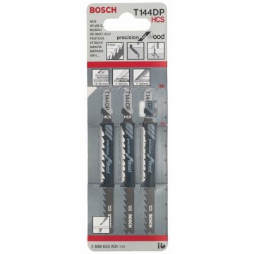 Bosch T 144 DP - Set panze fierastrau pendular tija cu un prag de prindere (T) 100 mm lemn taiere dreapta grosiera 3 bucati