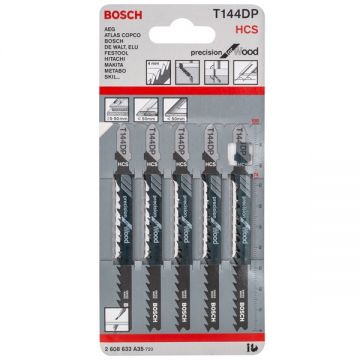 Bosch T 144 DP - Set panze fierastrau pendular tija cu un prag de prindere (T) 100 mm lemn taiere dreapta grosiera 5 bucati