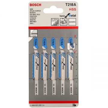 Bosch T 218 A - Set panze fierastrau pendular tija cu un prag de prindere (T) 92 mm metal taiere curba fina 5 bucati