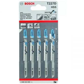 Bosch T 227 D - Set panze fierastrau pendular tija cu un prag de prindere (T) 100 mm aluminiu taiere curba fina 5 bucati