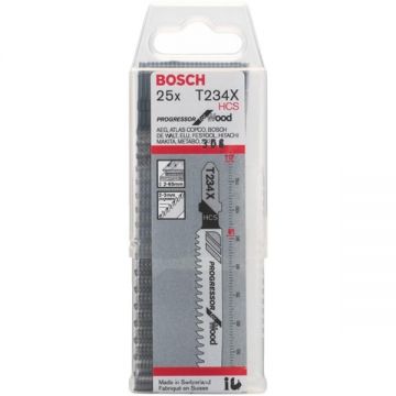 Bosch T 234 X - Set panze fierastrau pendular tija cu un prag de prindere (T) 117 mm lemn taiere dreapta fina 25 bucati