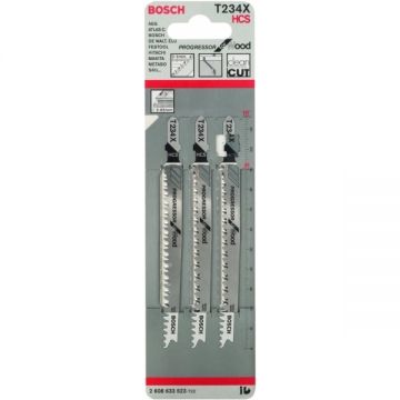 Bosch T 234 X - Set panze fierastrau pendular tija cu un prag de prindere (T) 117 mm lemn taiere dreapta fina 3 bucati