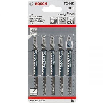 Bosch T 244 D - Set panze fierastrau pendular tija cu un prag de prindere (T) 100 mm lemn taiere curba grosiera 5 bucati