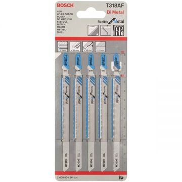 Bosch T 318 AF - Set panze fierastrau pendular tija cu un prag de prindere (T) 132 mm metal taiere dreapta fina 5 bucati