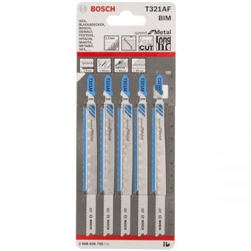 Bosch T 321 AF - Set panze fierastrau pendular tija cu un prag de prindere (T) 132 mm metal taiere dreapta fina 5 bucati