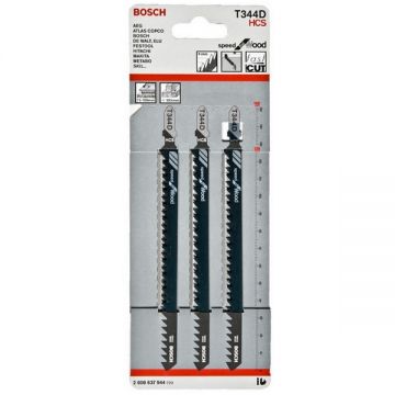 Bosch T 344 D - Set panze fierastrau pendular tija cu un prag de prindere (T) 152 mm lemn taiere dreapta grosiera 3 bucati