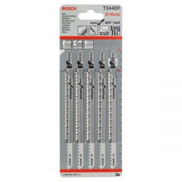 Bosch T 344 DF - Set panze fierastrau pendular tija cu un prag de prindere (T) 152 mm lemn taiere dreapta grosiera 5 bucati