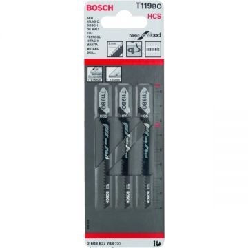 Bosch T119BO - Set panze fierastrau pendular tija cu un prag de prindere (T) 83 mm lemn taiere curba fina 3 bucati