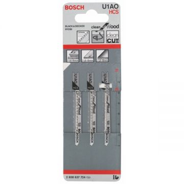 Bosch U 1 AO - Set panze fierastrau pendular tija universala (U) 70 mm lemn taiere curba fina 3 bucati