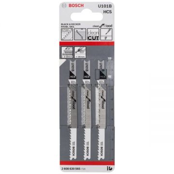 Bosch U 101 B - Set panze fierastrau pendular tija universala (U) 100 mm lemn taiere dreapta fina 3 bucati