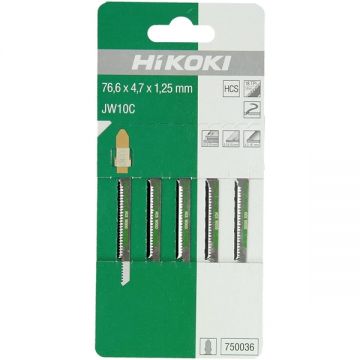 HiKOKI JW10C - Set panze fierastrau pendular tija cu un prag de prindere (T) 76.6 mm lemn taiere curba fina 5 bucati