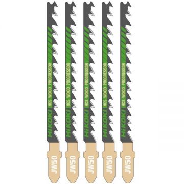 HiKOKI JW50 - Set panze fierastrau pendular tija cu un prag de prindere (T) 100.4 mm lemn taiere curba grosiera 5 bucati