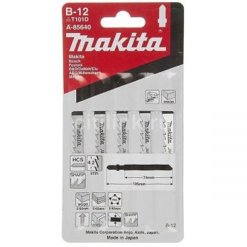 Makita B-12 - Set panze fierastrau pendular tija cu un prag de prindere (T) 75 mm lemn taiere dreapta fina 5 bucati