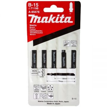 Makita B-15 - Set panze fierastrau pendular tija cu un prag de prindere (T) 50 mm lemn taiere dreapta fina 5 bucati