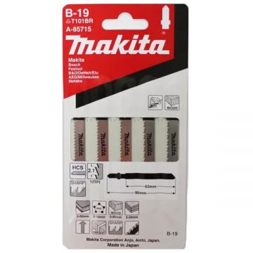 Makita B-19 - Set panze fierastrau pendular tija cu un prag de prindere (T) 65 mm lemn taiere dreapta fina 5 bucati