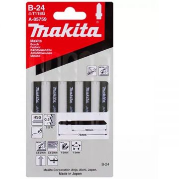 Makita B-24 - Set panze fierastrau pendular tija cu un prag de prindere (T) 50 mm metal taiere dreapta fina 5 bucati