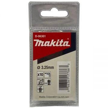 Makita D-06301 - Set burghie metal HSS 3.25 mm tija cilindrica 10 bucati