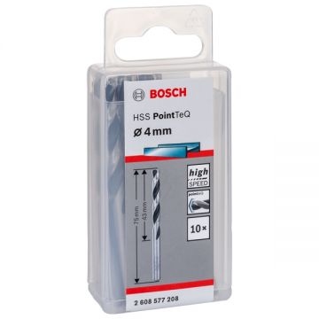 Bosch 2608577208 - Set burghie metal HSS-PointTeq 4 mm tija cilindrica 10 bucati