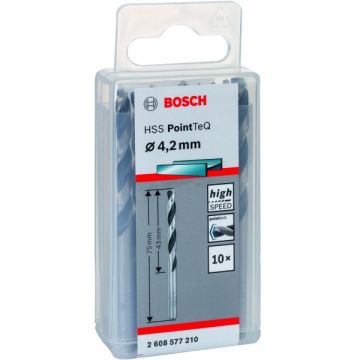 Bosch 2608577210 - Set burghie metal HSS-PointTeq 4.2 mm tija cilindrica 10 bucati