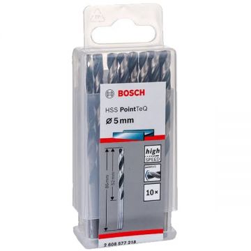 Bosch 2608577218 - Set burghie metal HSS-PointTeq 5 mm tija cilindrica 10 bucati