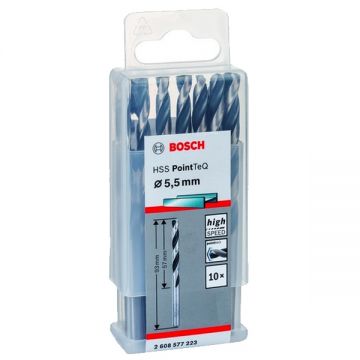 Bosch 2608577223 - Set burghie metal HSS-PointTeq 5.5 mm tija cilindrica 10 bucati