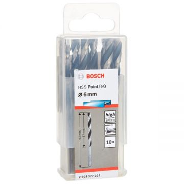 Bosch 2608577228 - Set burghie metal HSS-PointTeq 6 mm tija cilindrica 10 bucati