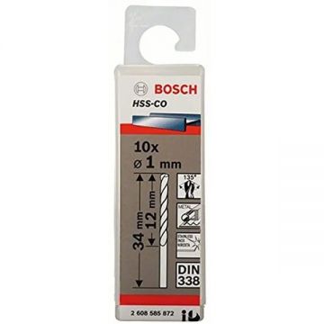 Bosch 2608585872 - Set burghie metal HSS-CO 1 mm tija cilindrica 10 bucati