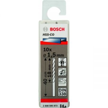 Bosch 2608585873 - Set burghie metal HSS-CO 1.5 mm tija cilindrica 10 bucati