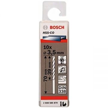 Bosch 2608585879 - Set burghie metal HSS-CO 3.5 mm tija cilindrica 10 bucati