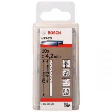 Bosch 2608585882 - Set burghie metal HSS-CO 4.2 mm tija cilindrica 10 bucati