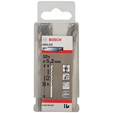 Bosch 2608585887 - Set burghie metal HSS-CO 5.2 mm tija cilindrica 10 bucati