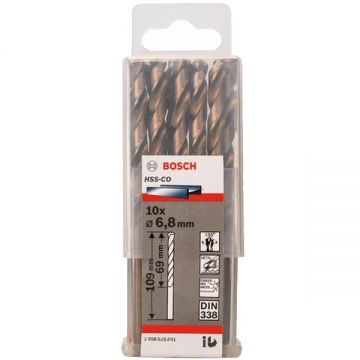 Bosch 2608585891 - Set burghie metal HSS-CO 6.8 mm tija cilindrica 10 bucati