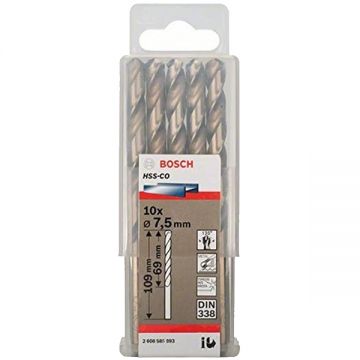 Bosch 2608585893 - Set burghie metal HSS-CO 7.5 mm tija cilindrica 10 bucati