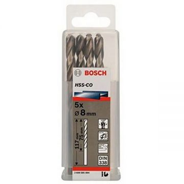 Bosch 2608585894 - Set burghie metal HSS-CO 8 mm tija cilindrica 5 bucati