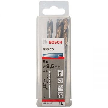 Bosch 2608585895 - Set burghie metal HSS-CO 8.5 mm tija cilindrica 5 bucati