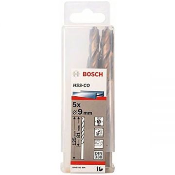 Bosch 2608585896 - Set burghie metal HSS-CO 9 mm tija cilindrica 5 bucati