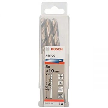 Bosch 2608585898 - Set burghie metal HSS-CO 10 mm tija cilindrica 5 bucati