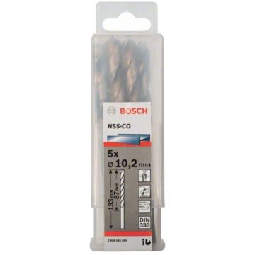 Bosch 2608585899 - Set burghie metal HSS-CO 10.2 mm tija cilindrica 10 bucati