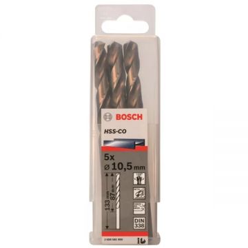 Bosch 2608585900 - Set burghie metal HSS-CO 10.5 mm tija cilindrica 5 bucati