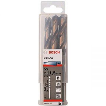 Bosch 2608585902 - Set burghie metal HSS-CO 11.5 mm tija cilindrica 5 bucati