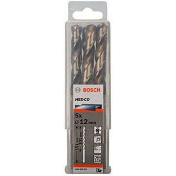 Bosch 2608585903 - Set burghie metal HSS-CO 12 mm tija cilindrica 5 bucati