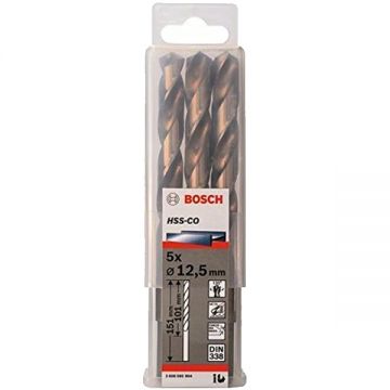 Bosch 2608585904 - Set burghie metal HSS-CO 12.5 mm tija cilindrica 5 bucati