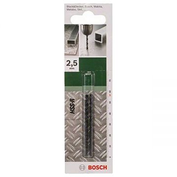 Bosch 2609255003 - Set burghie metal HSS-R 2.5 mm tija cilindrica 2 bucati